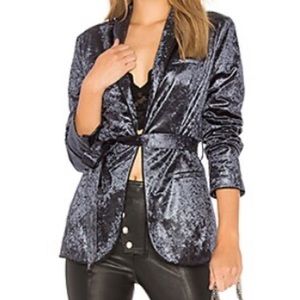 JOA Crushed Velvet Tuxedo Blazer